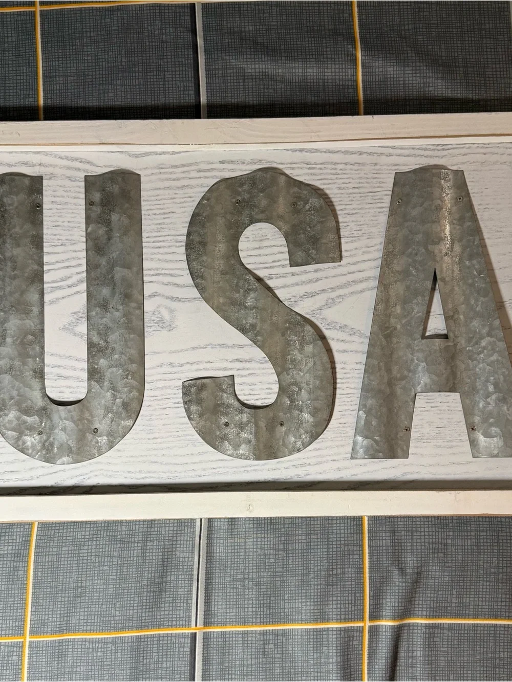 Galvanized Metal Letter Wall Art - Silver 'U S A' Accent